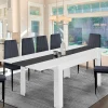 IDMarket Table de salle à manger extensible blanche et grise 6-10 personnes* Meubles Blancs|Collection Design