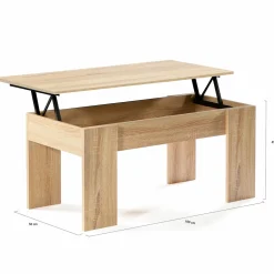 IDMarket Table de salon avec plateau relevable bois imitation hêtre* Meubles En Bois|Collection Design