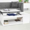 IDMarket Table de salon avec plateau relevable blanche* Meubles Blancs|Collection Design