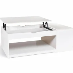 IDMarket Table de salon avec plateau relevable blanche* Meubles Blancs|Collection Design