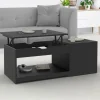 IDMarket Table de salon avec plateau relevable bois noir* Meubles Noirs|Collection Design