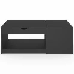 IDMarket Table de salon avec plateau relevable bois noir* Meubles Noirs|Collection Design