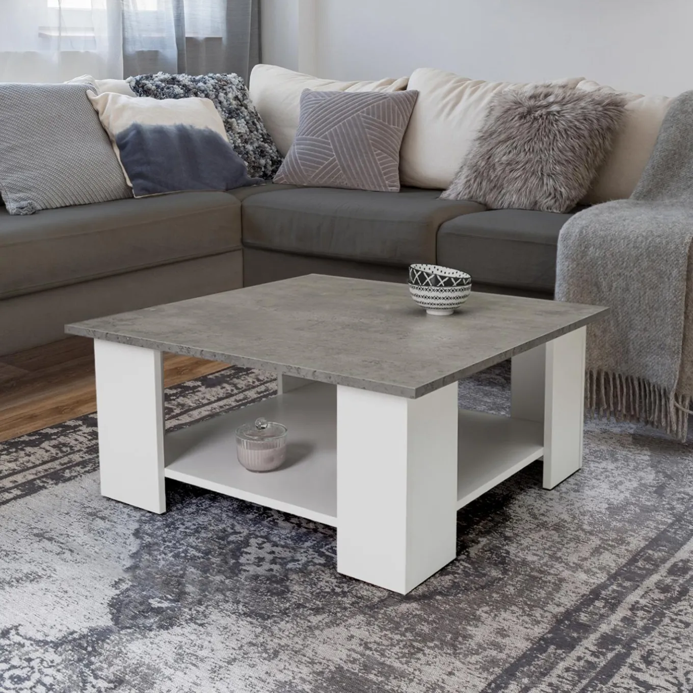 IDMarket Table de salon imitation béton* Meubles Bas|Collection Design