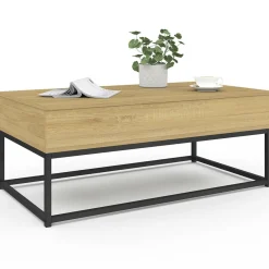 IDMarket Table de salon industrielle avec plateau relevable* Meubles Bas|Meubles En Bois