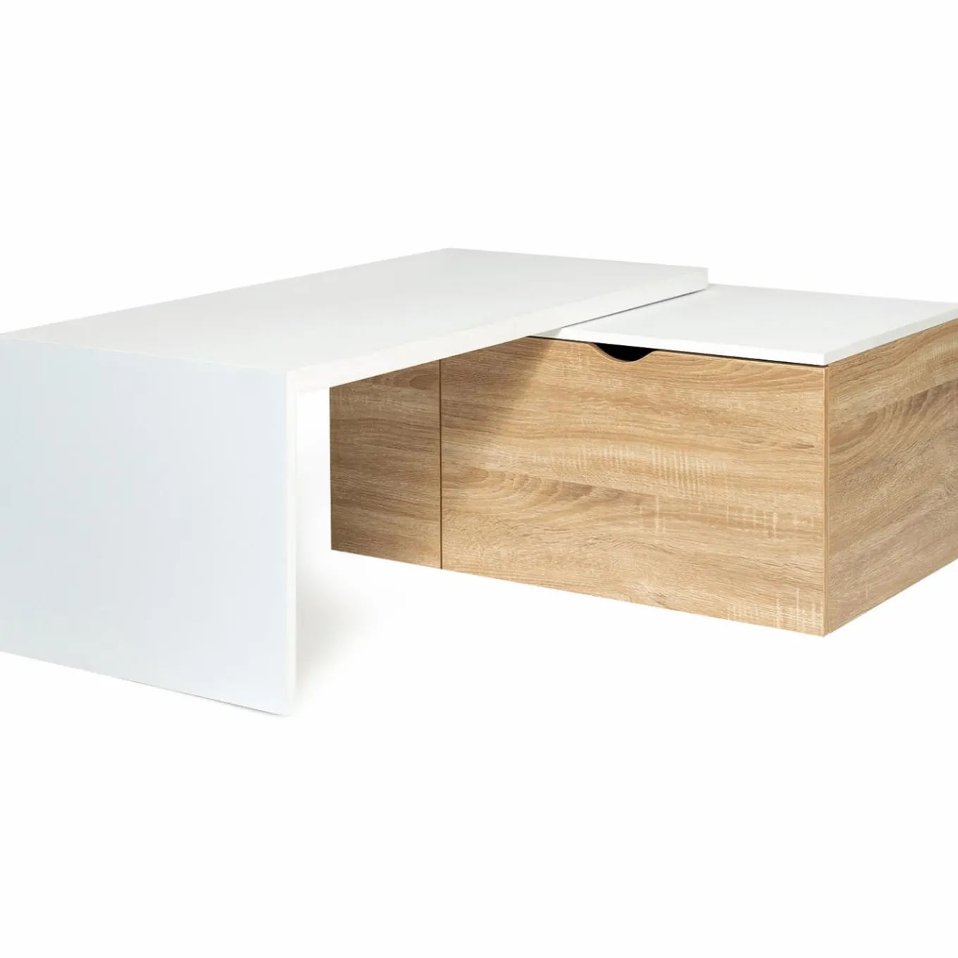 IDMarket Table de salon rotative avec coffre de rangement* Meubles Blancs|Collection Moderne