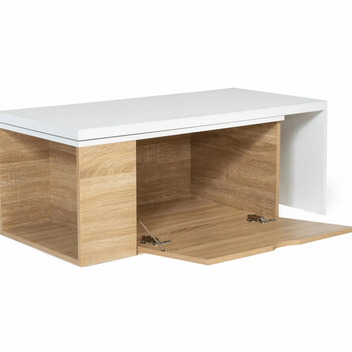 IDMarket Table de salon rotative avec coffre de rangement* Meubles Blancs|Collection Moderne