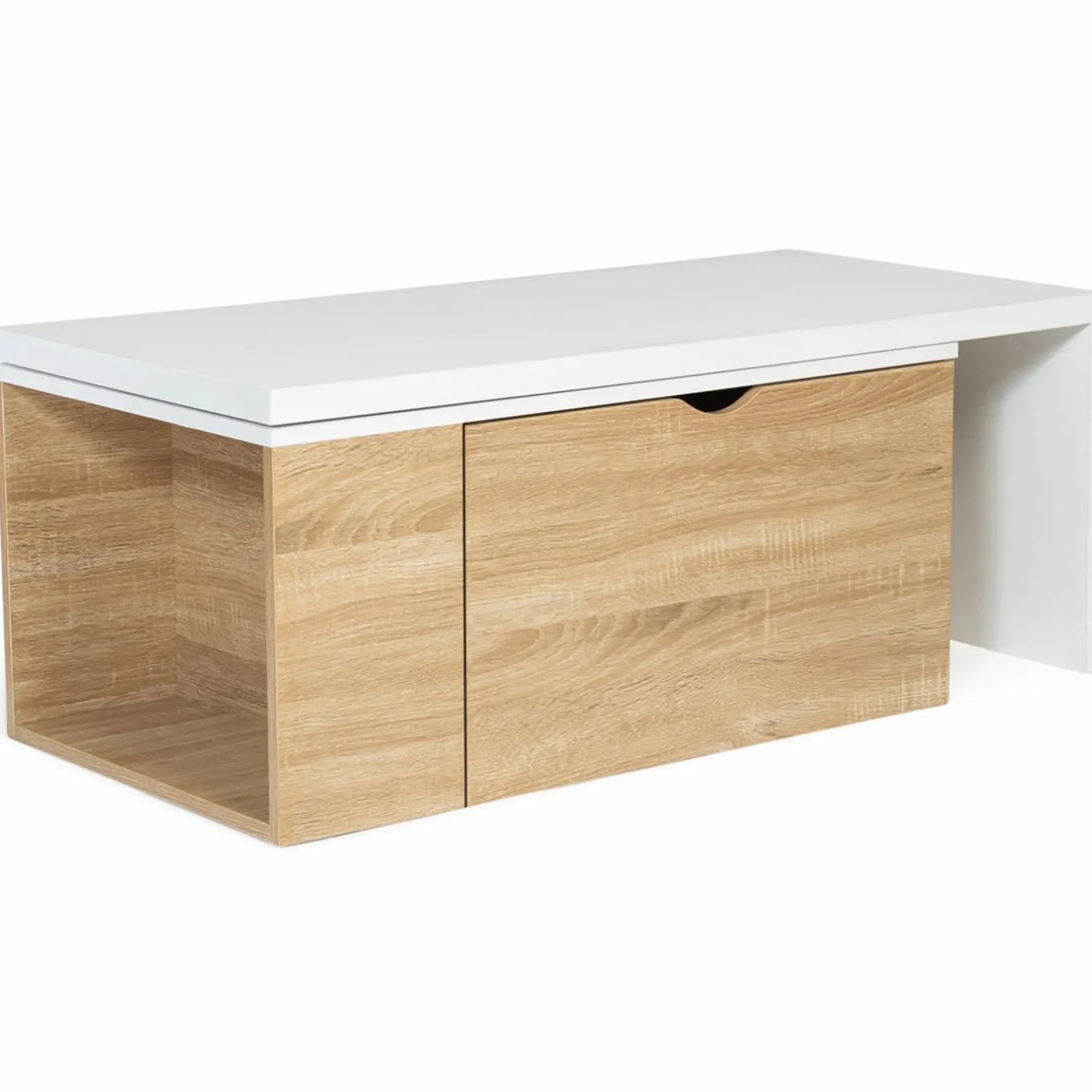 IDMarket Table de salon rotative avec coffre de rangement* Meubles Blancs|Collection Moderne