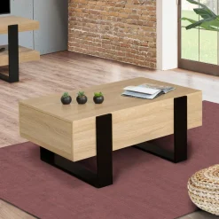 IDMarket Table de salon style industriel avec tiroirs* Meubles Tiroirs|Collection Moderne