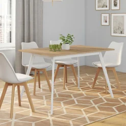 IDMarket Table extensible scandinave bois et pieds blancs* Meubles En Bois|Collection Scandinave