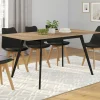 IDMarket Table extensible scandinave plateau bois pieds noirs 120-160 cm* Collection Scandinave|Salle À Manger Complète