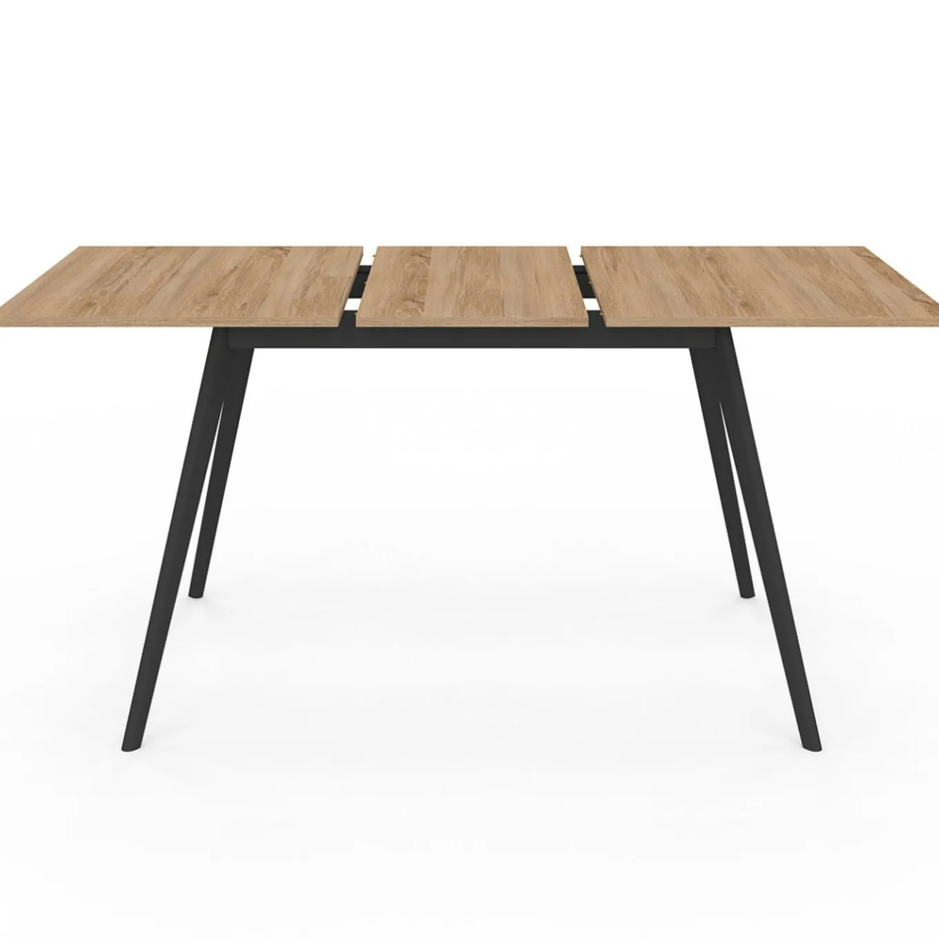 IDMarket Table extensible scandinave plateau bois pieds noirs 120-160 cm* Collection Scandinave|Salle À Manger Complète