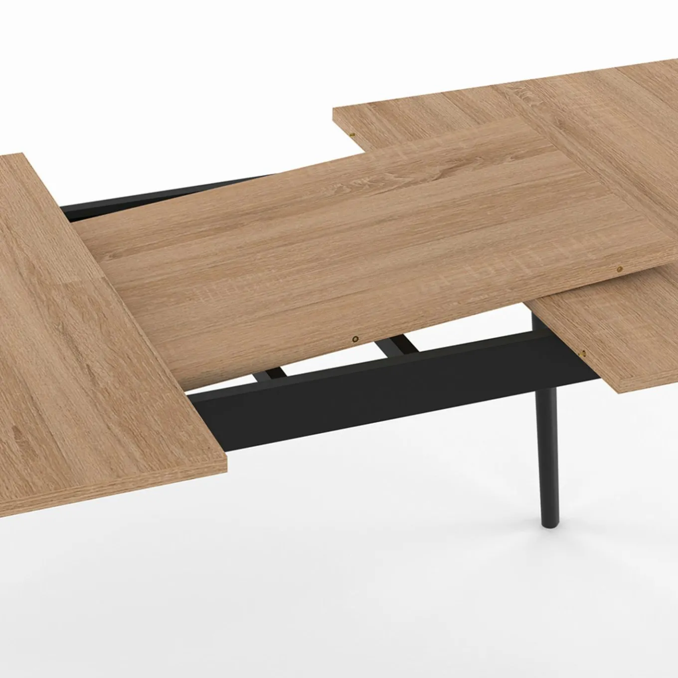 IDMarket Table extensible scandinave plateau bois pieds noirs 120-160 cm* Collection Scandinave|Salle À Manger Complète