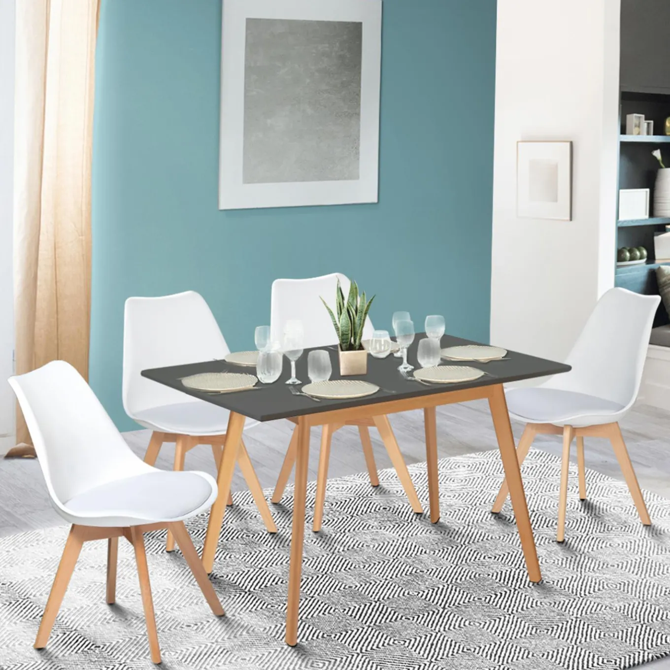 IDMarket Table extensible scandinave grise anthracite* Collection Scandinave|Tables