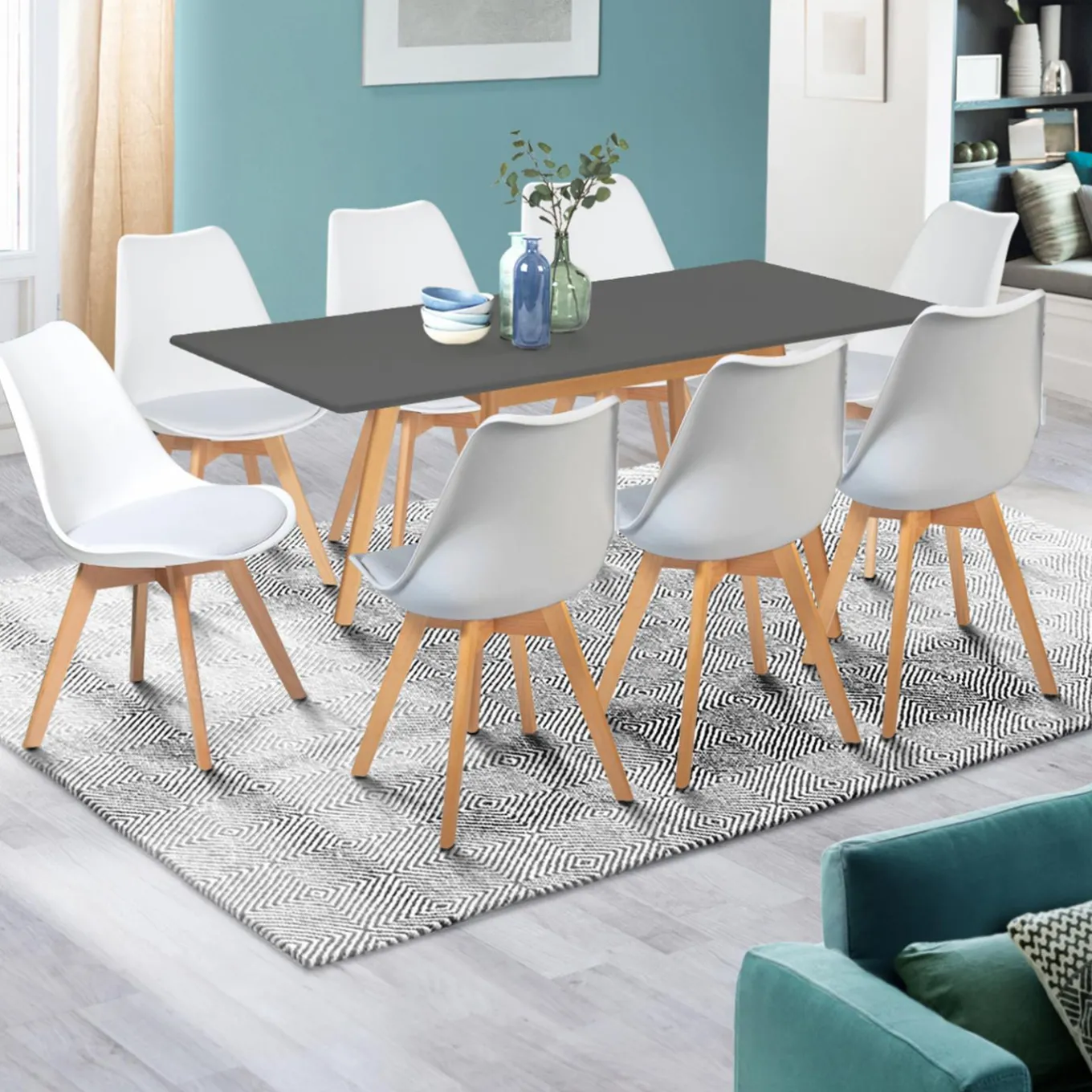 IDMarket Table extensible scandinave grise anthracite* Collection Scandinave|Tables