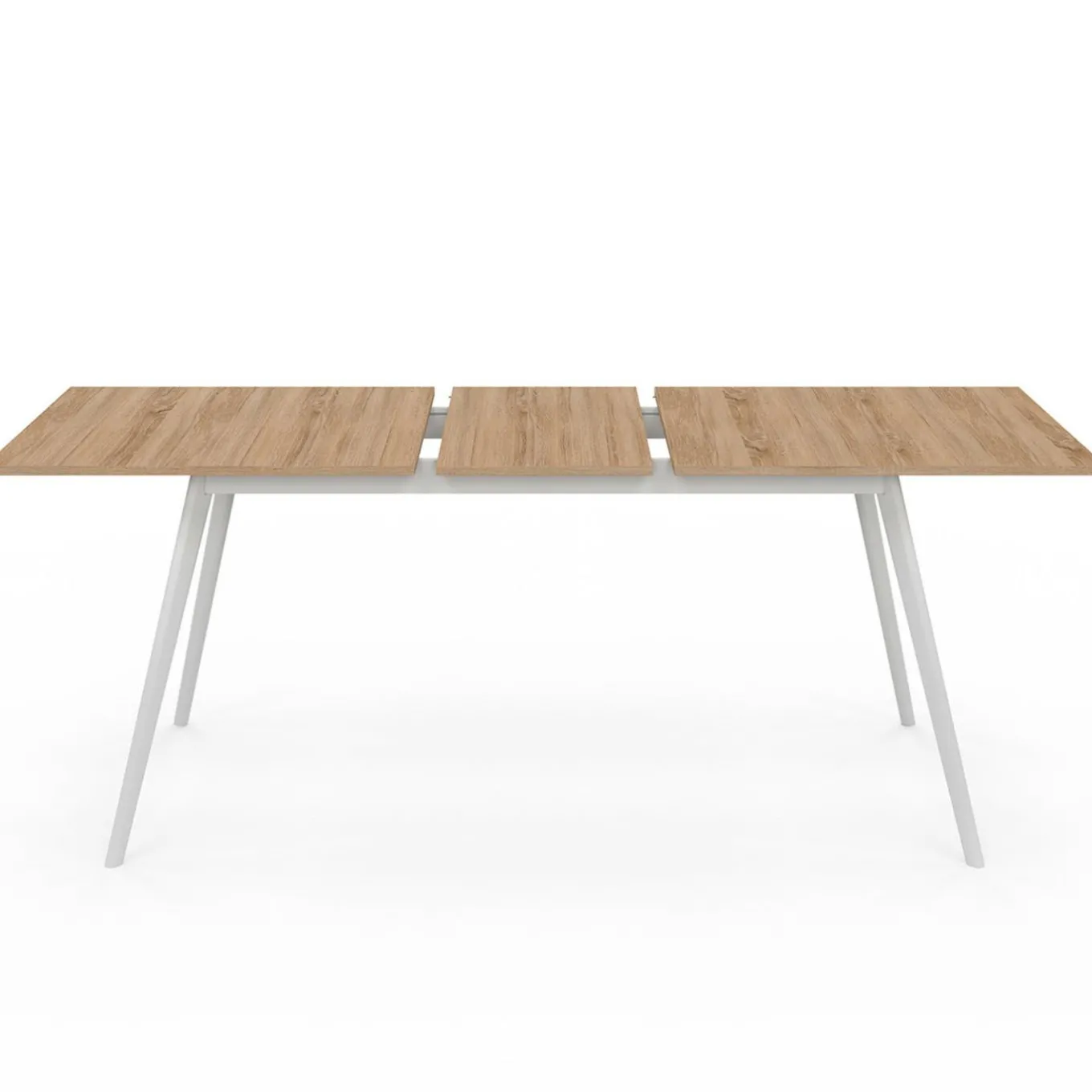 IDMarket Table extensible scandinave plateau bois pieds blancs 160-200cm* Collection Scandinave|Salle À Manger Complète