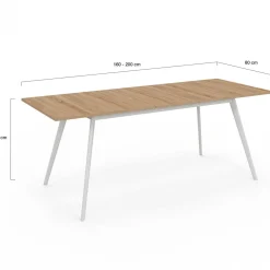 IDMarket Table extensible scandinave plateau bois pieds blancs 160-200cm* Collection Scandinave|Salle À Manger Complète