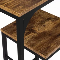 IDMarket Table haute avec 2 tabourets bois effet vieilli* Collection Industrielle|Mange Debout