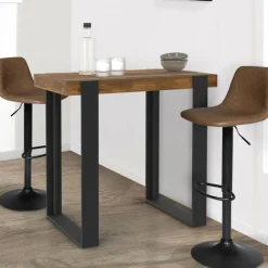 IDMarket Table haute de bar bois foncé effet vieilli et noir 113 cm* Meubles Hauts|Collection Design