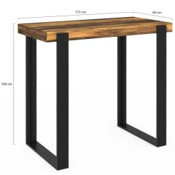 IDMarket Table haute de bar bois foncé effet vieilli et noir 113 cm* Meubles Hauts|Collection Design