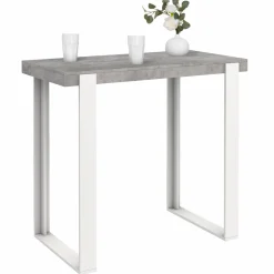 IDMarket Table haute de bar effet béton et blanc 113 cm* Mange Debout|Tables Hautes
