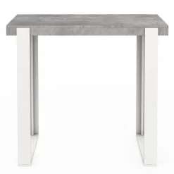 IDMarket Table haute de bar effet béton et blanc 113 cm* Mange Debout|Tables Hautes