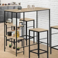 IDMarket Table haute industrielle avec étagères* Meubles Hauts|Collection Industrielle