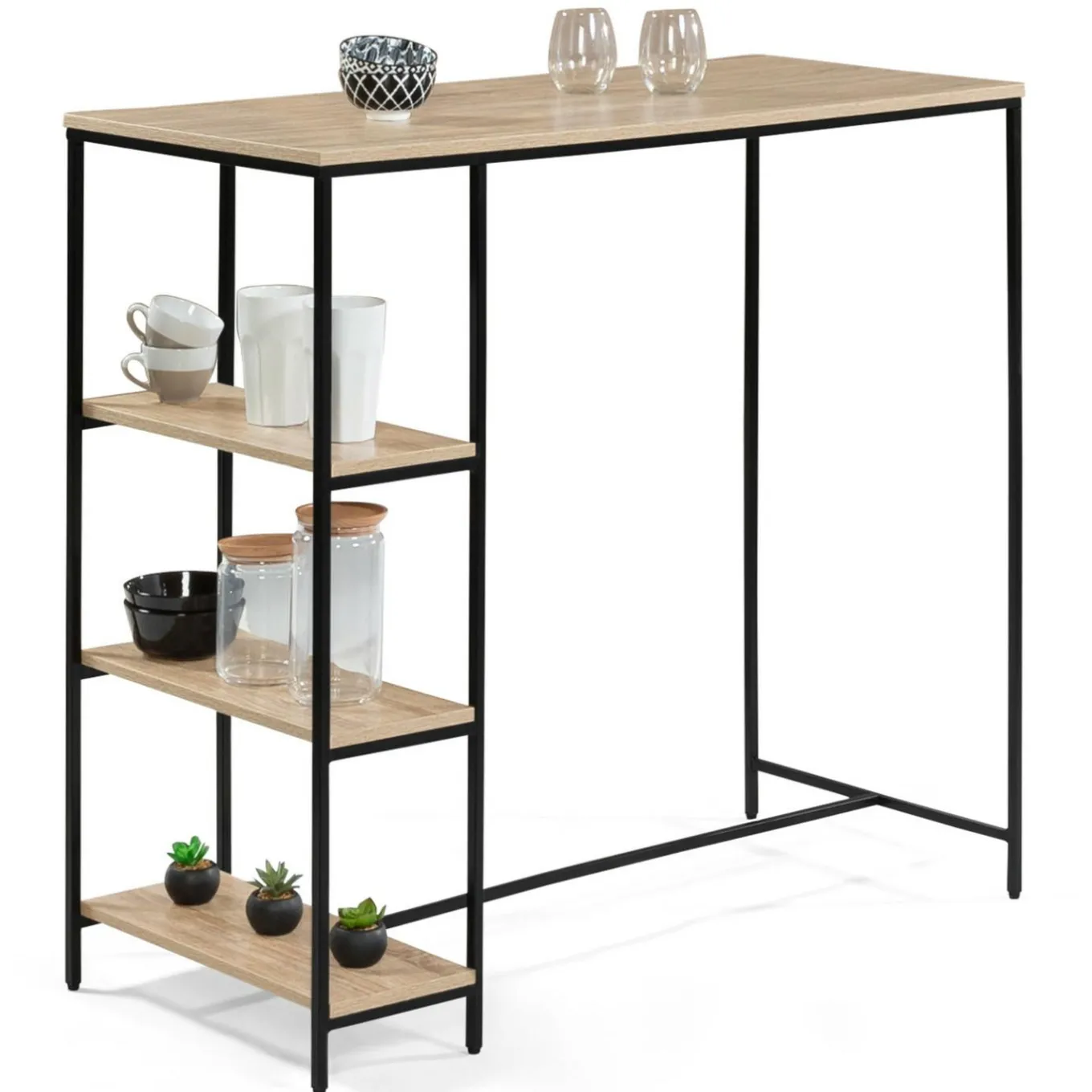 IDMarket Table haute industrielle avec étagères* Meubles Hauts|Collection Industrielle