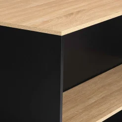 IDMarket Table haute îlot de cuisine noir et bois* Meubles Hauts|Collection Design