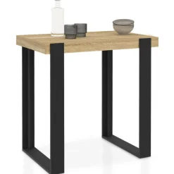 IDMarket Table haute mange debout noir et bois 113 cm* Meubles Hauts|Collection Design
