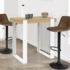 IDMarket Table haute mange-debout blanc et bois 90 cm* Meubles Hauts|Collection Design