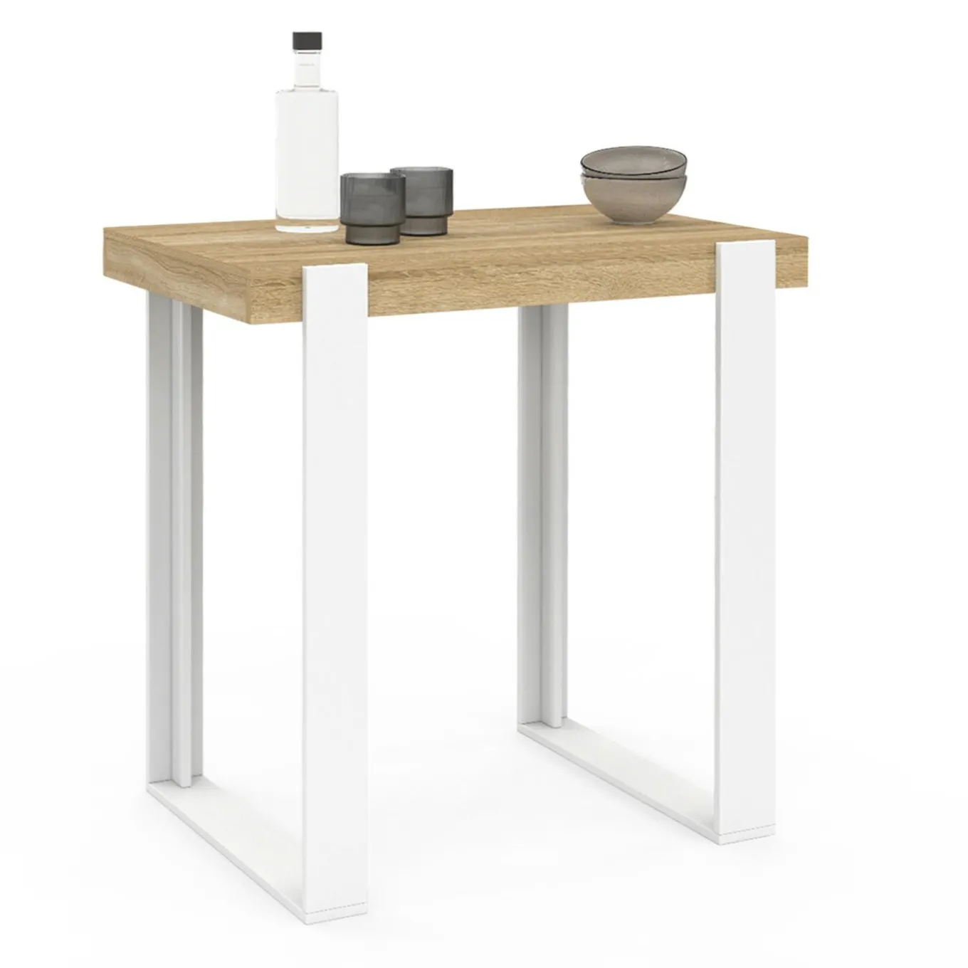 IDMarket Table haute mange-debout blanc et bois 90 cm* Meubles Hauts|Collection Design