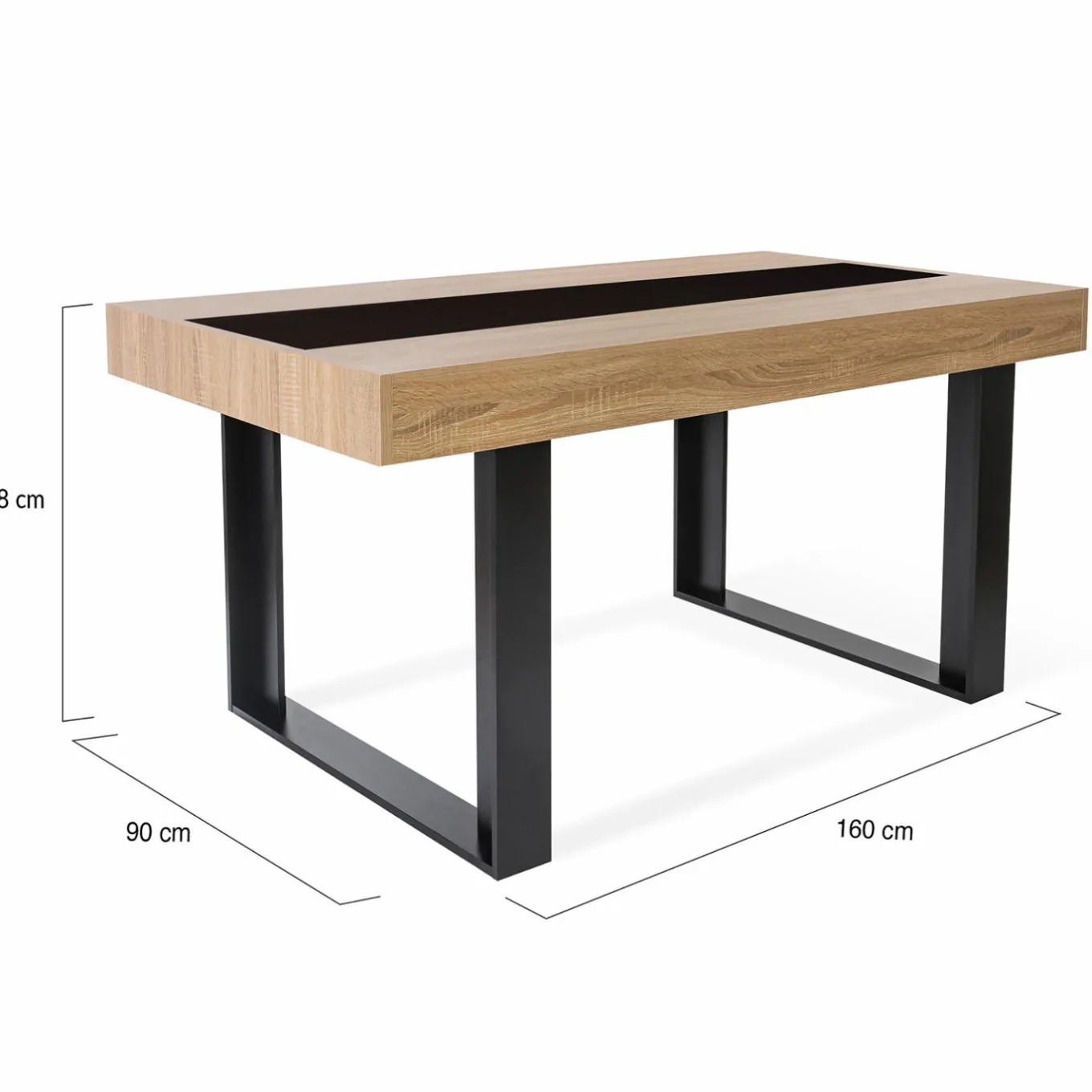 IDMarket Table industrielle bois et noire 6 personnes 160 cm* Meubles En Bois|Collection Design