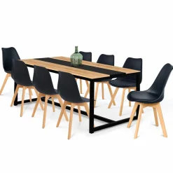 IDMarket Table industrielle bois et métal 8 personnes 180 cm* Meubles En Bois|Collection Industrielle