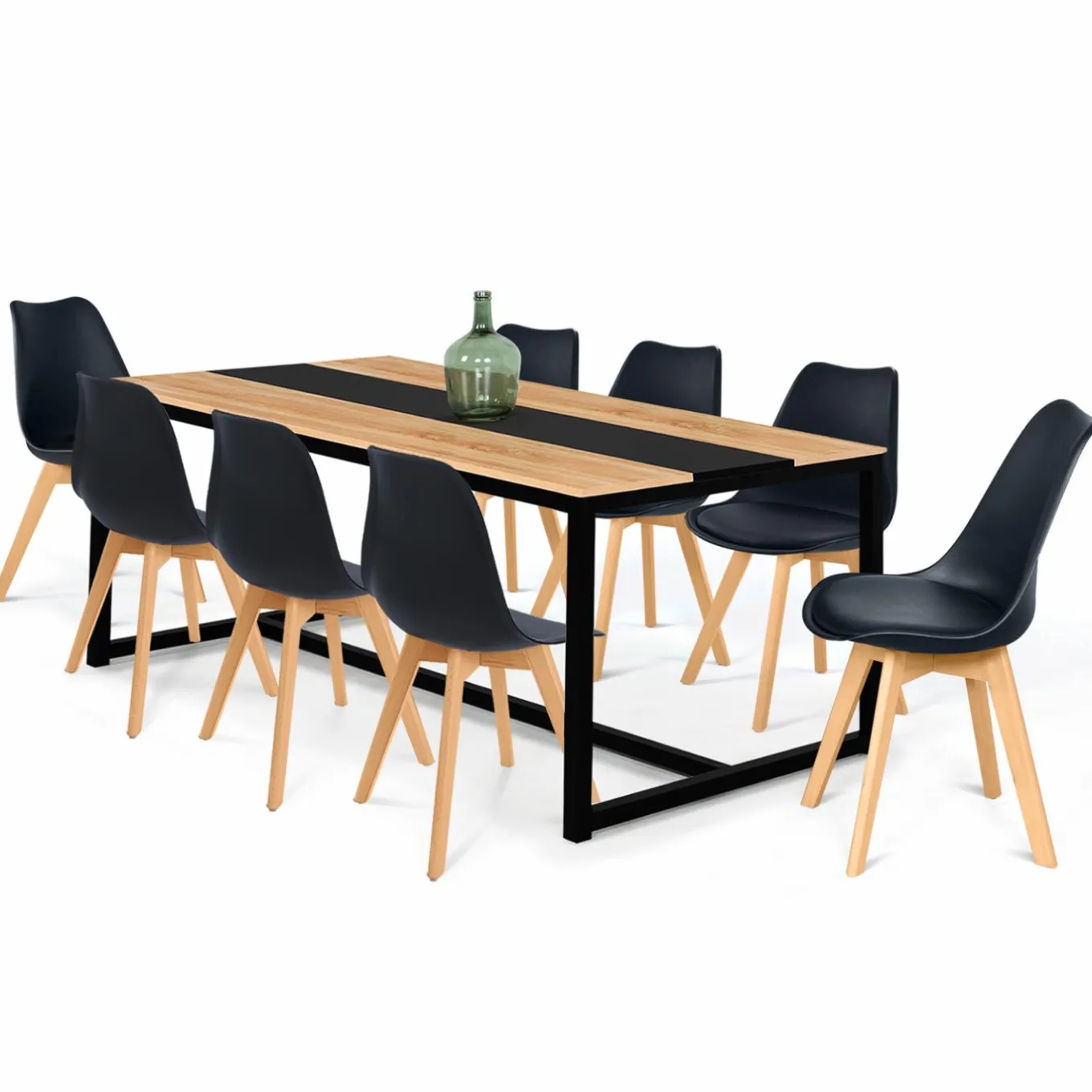 IDMarket Table industrielle bois et métal 8 personnes 180 cm* Meubles En Bois|Collection Industrielle