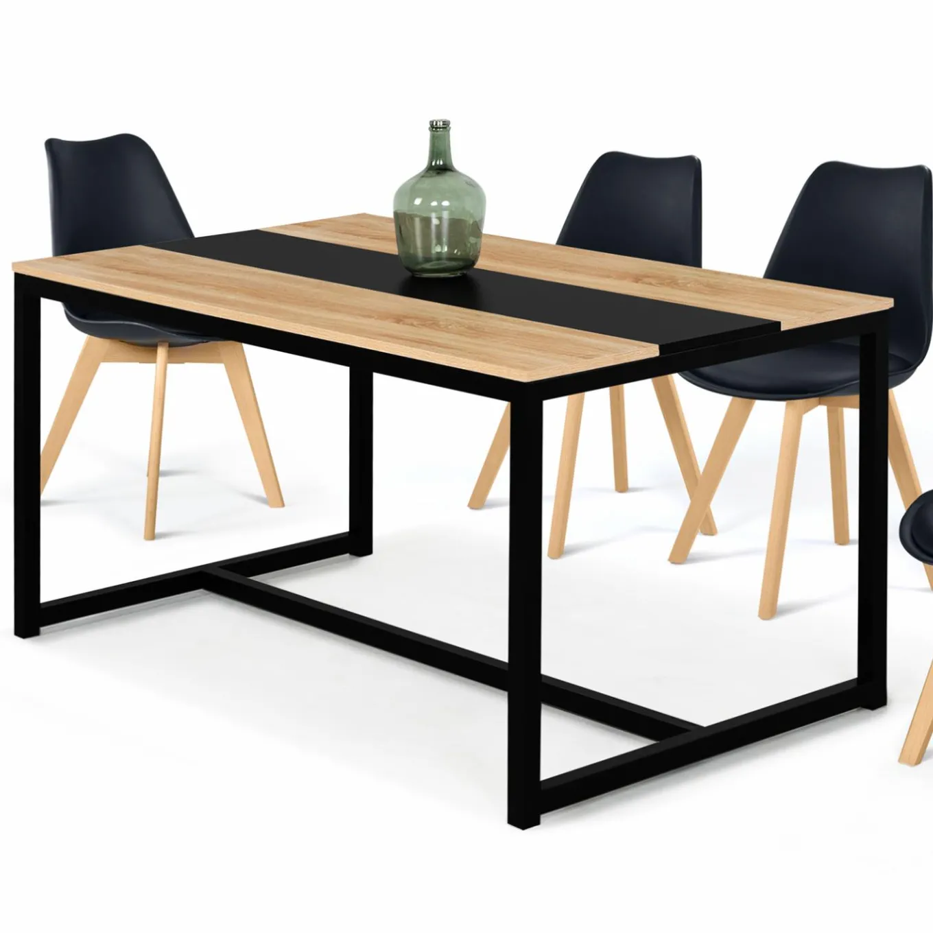 IDMarket Table industrielle bois et métal 8 personnes 150 cm* Meubles En Bois|Collection Industrielle