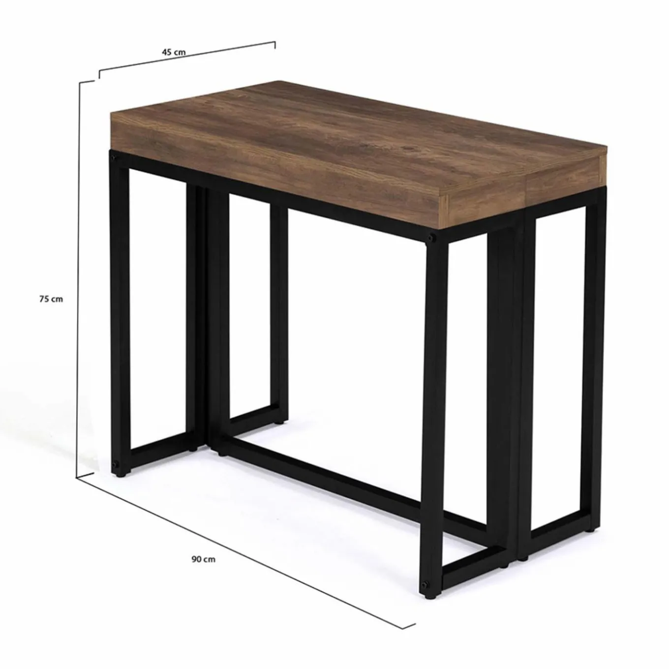 IDMarket Table industrielle extensible 14 personnes 300 cm bois foncé* Collection Industrielle|Consoles