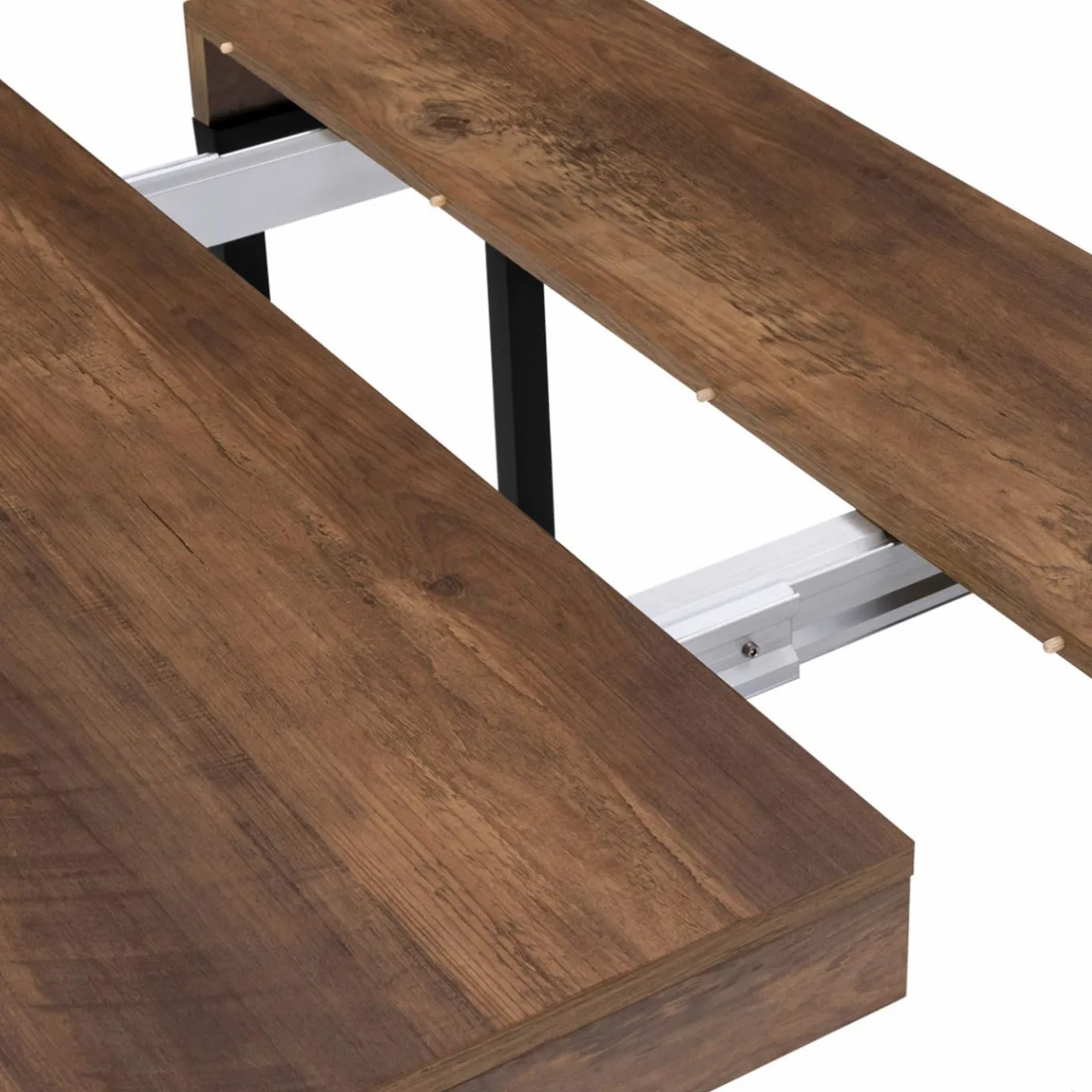 IDMarket Table industrielle extensible 14 personnes 300 cm bois foncé* Collection Industrielle|Consoles