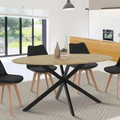 IDMarket Table industrielle 8 personnes ovale bois et pied araignée noir 150 cm* Tables Et Chaises|Tables