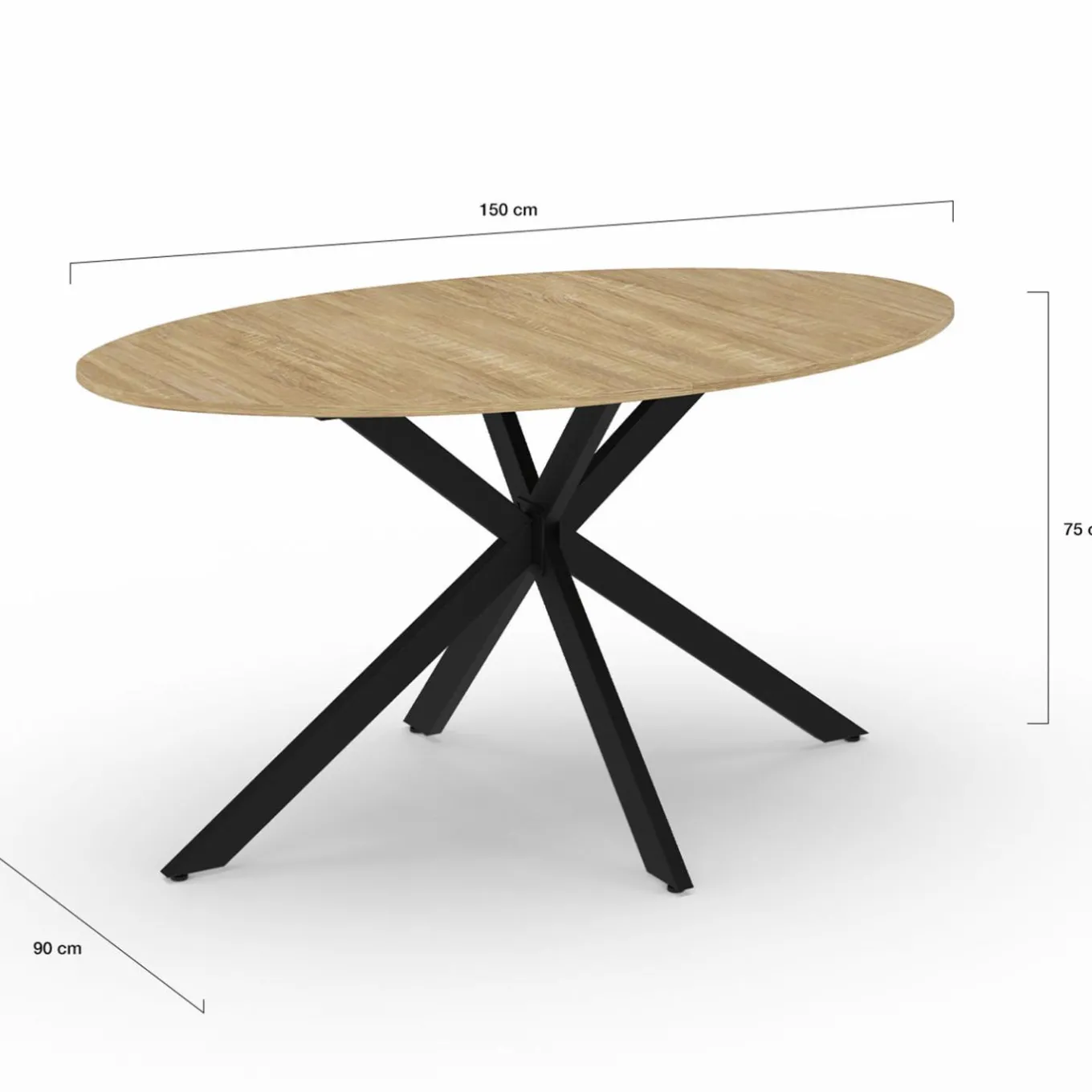 IDMarket Table industrielle 8 personnes ovale bois et pied araignée noir 150 cm* Tables Et Chaises|Tables