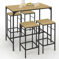 IDMarket Table mange debout style industriel avec tabourets* Meubles En Bois|Collection Industrielle