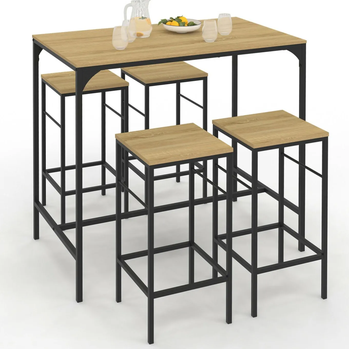 IDMarket Table mange debout style industriel avec tabourets* Meubles En Bois|Collection Industrielle