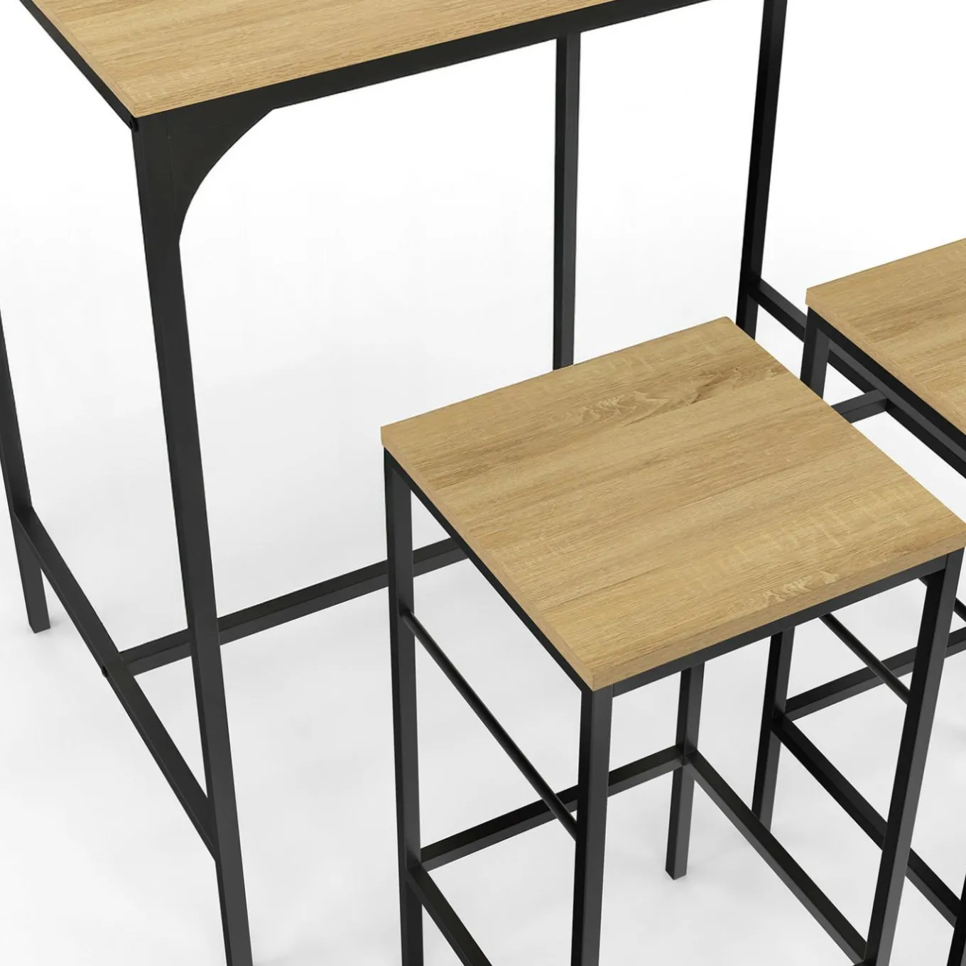 IDMarket Table mange-debout style industriel avec 2 tabourets* Collection Industrielle|Mange Debout