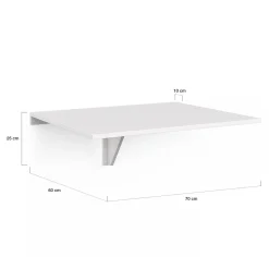 IDMarket Table murale rabattable bois blanc 2 personnes L.70cm* Mange Debout|Tables Hautes