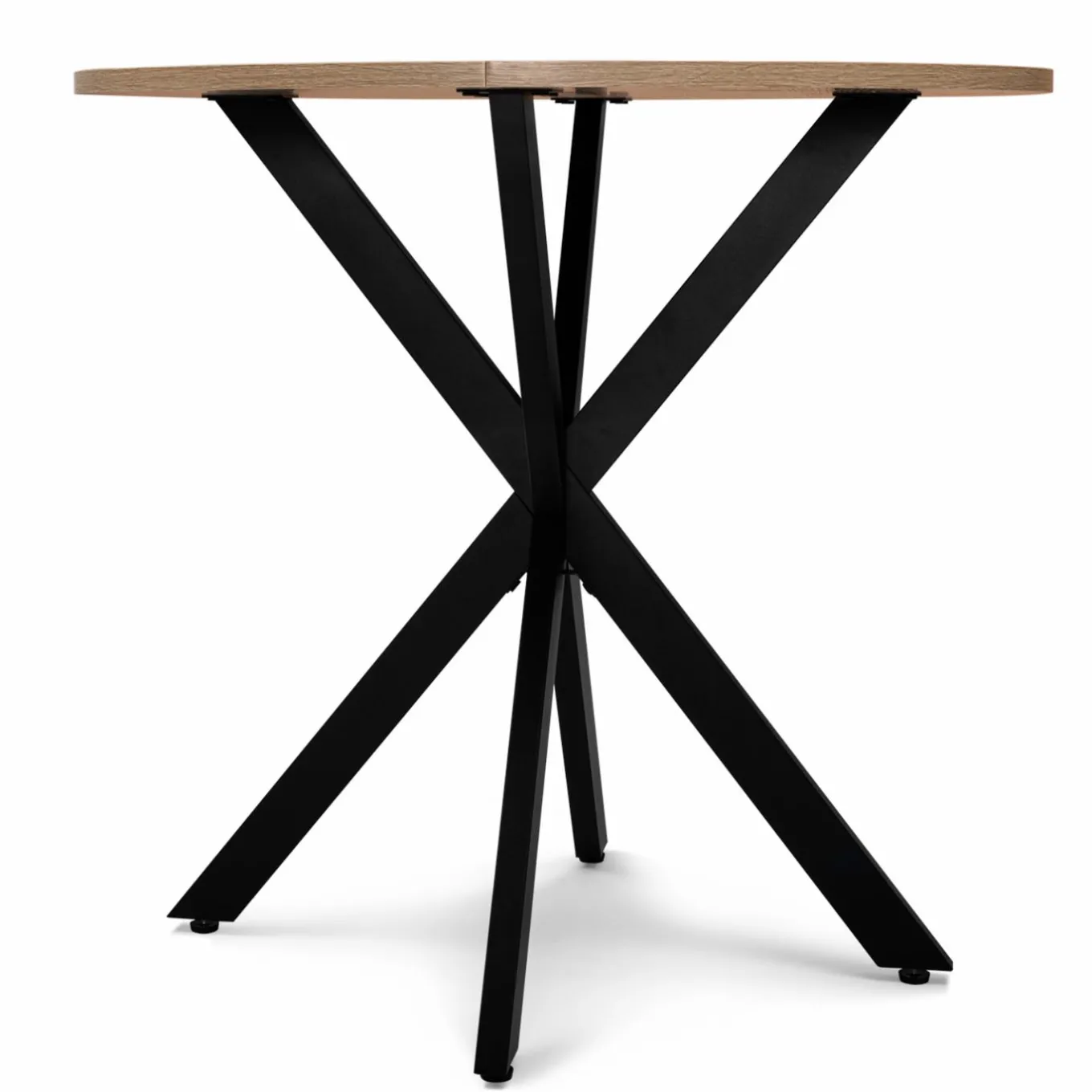 IDMarket Table pied araignée ronde bois et métal noir 80 cm* Collection Industrielle|Salle À Manger Complète