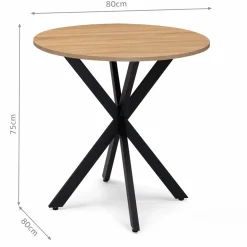 IDMarket Table pied araignée ronde bois et métal noir 80 cm* Collection Industrielle|Salle À Manger Complète