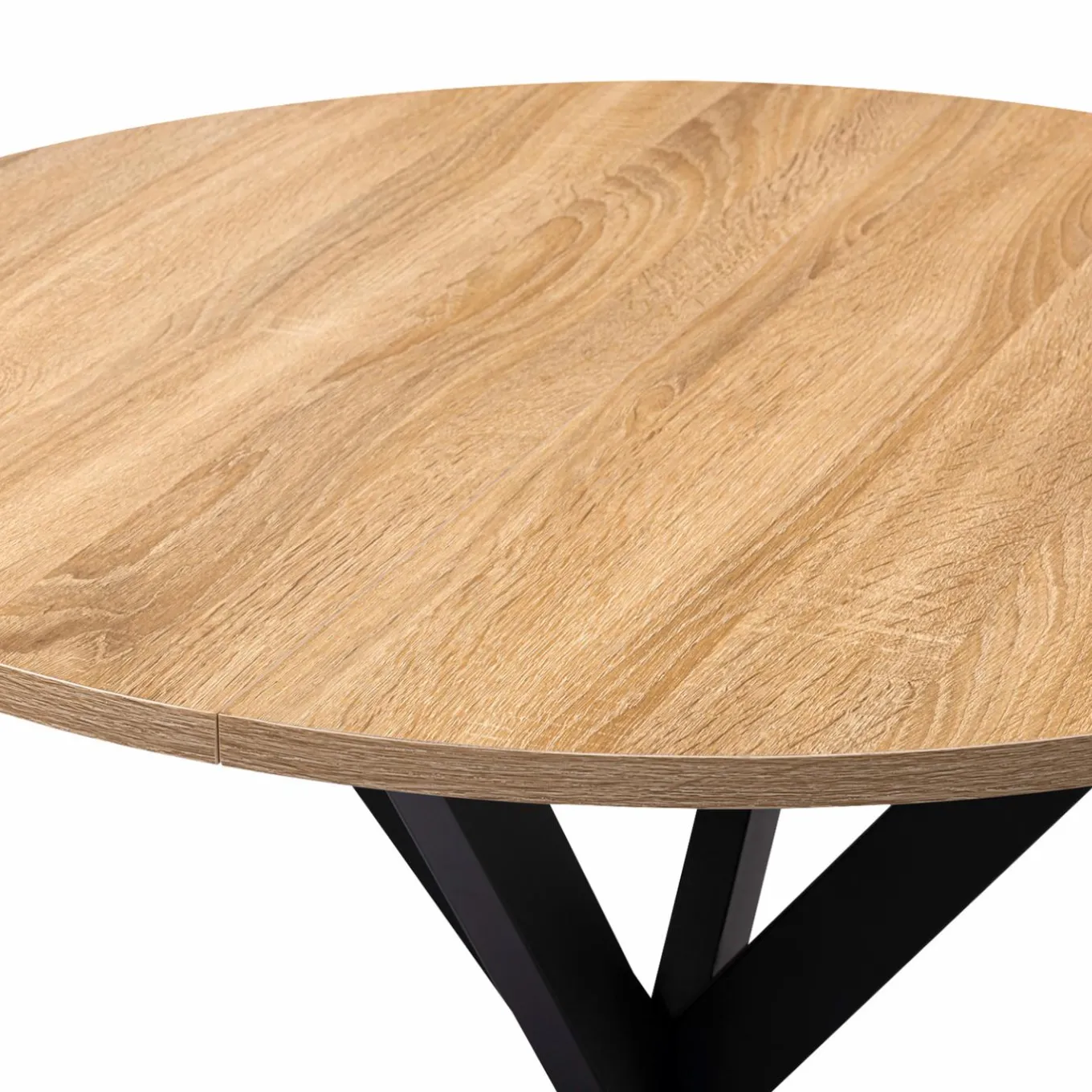 IDMarket Table pied araignée ronde bois et métal noir 80 cm* Collection Industrielle|Salle À Manger Complète