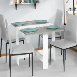 IDMarket Table pliante design blanche et grise* Meubles Blancs|Collection Contemporaine