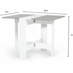 IDMarket Table pliante design blanche et grise* Meubles Blancs|Collection Contemporaine