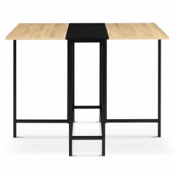 IDMarket Table pliante industrielle bois et métal noir 2-4 personnes* Collection Industrielle|Consoles