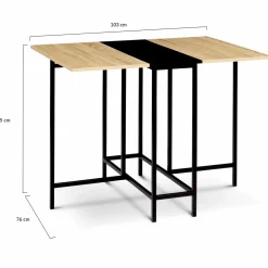 IDMarket Table pliante industrielle bois et métal noir 2-4 personnes* Collection Industrielle|Consoles